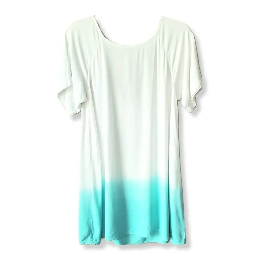 Soft Surroundings White Blue Shell Bead Tunic Top S Boho Beach Coastal Resort